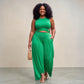 WRAP TIE CROP TOP & WIDE LEG PANTS SET