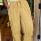 Beige Drawstring Adjusted Band High Waist Pants