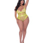 “Love Star” High Leg Teddy w/Snap Crotch Chartreuse QN