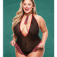 “Teachers Pet” Schoolgirl See Thru Crotchless Teddy w/Tie Black/Red QN