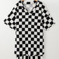 Black Checkered Pattern Tee and Shorts Two Piece Set