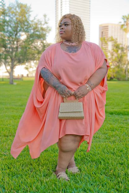 Round Neck Batwing Sleeve Mini Dress