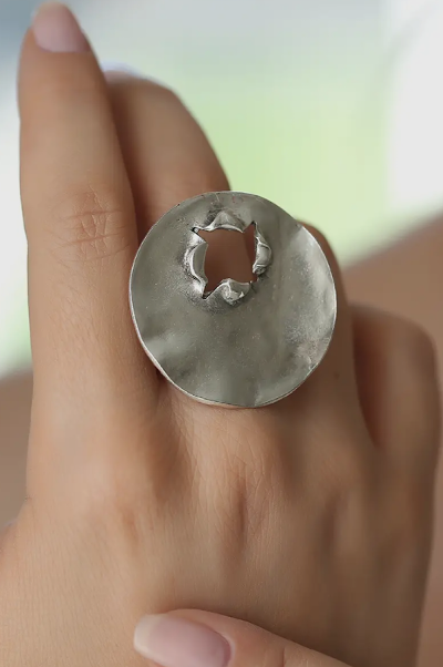 Round Silver Earring, Necklace, Ring, Bracelet Jewelry Set