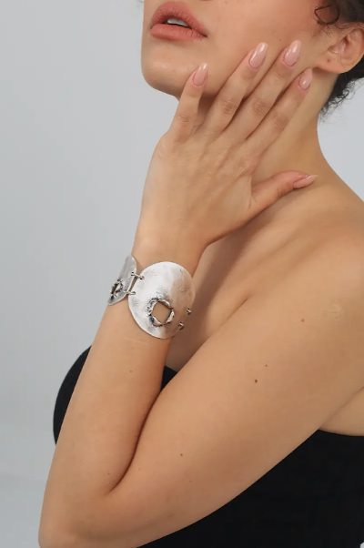 Round Silver Earring, Necklace, Ring, Bracelet Jewelry Set