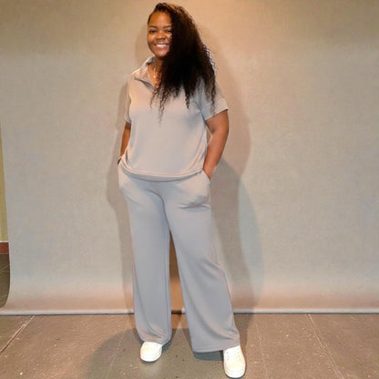 Scuba High Neck Half Zip Pant Set
