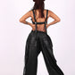 Black Utility Crop Top & Cargo Pant Set