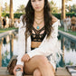 Cochella White Fringe Denim Jacket