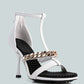 Dakota Metal Chain Mid Heel Sandals
