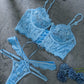 Blue Pearls Small Flower Lace Lingerie Set