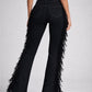 Made in USA Mid-Rise Black Boot Cut Jean with Fringe & Stud Detail