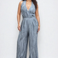Skyline Pleated Halter Jumpsuit – Slate Blue