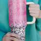 Pink Leopard Gradient 40oz Stainless Steel Thermos Travel Cup