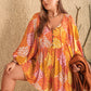 Floral Tie Neck Balloon Sleeve Romper