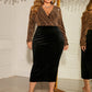 Honey Surplice Neck Long Sleeve Slit Dress