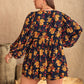 Floral Tie Neck Balloon Sleeve Romper