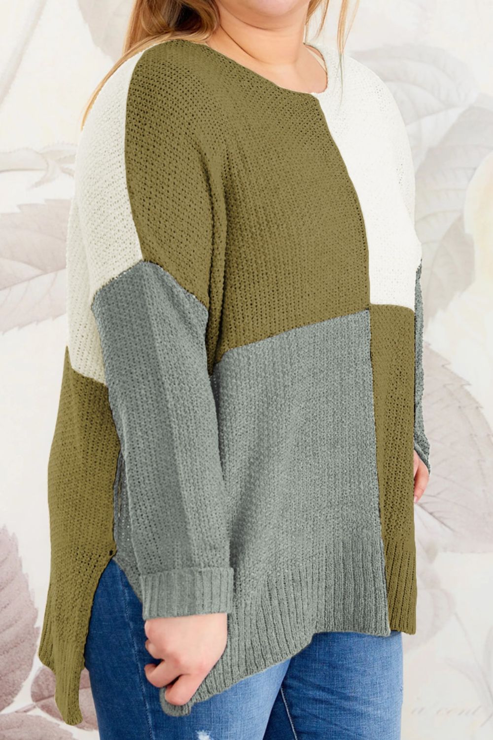 Color Block Round Neck Sweater