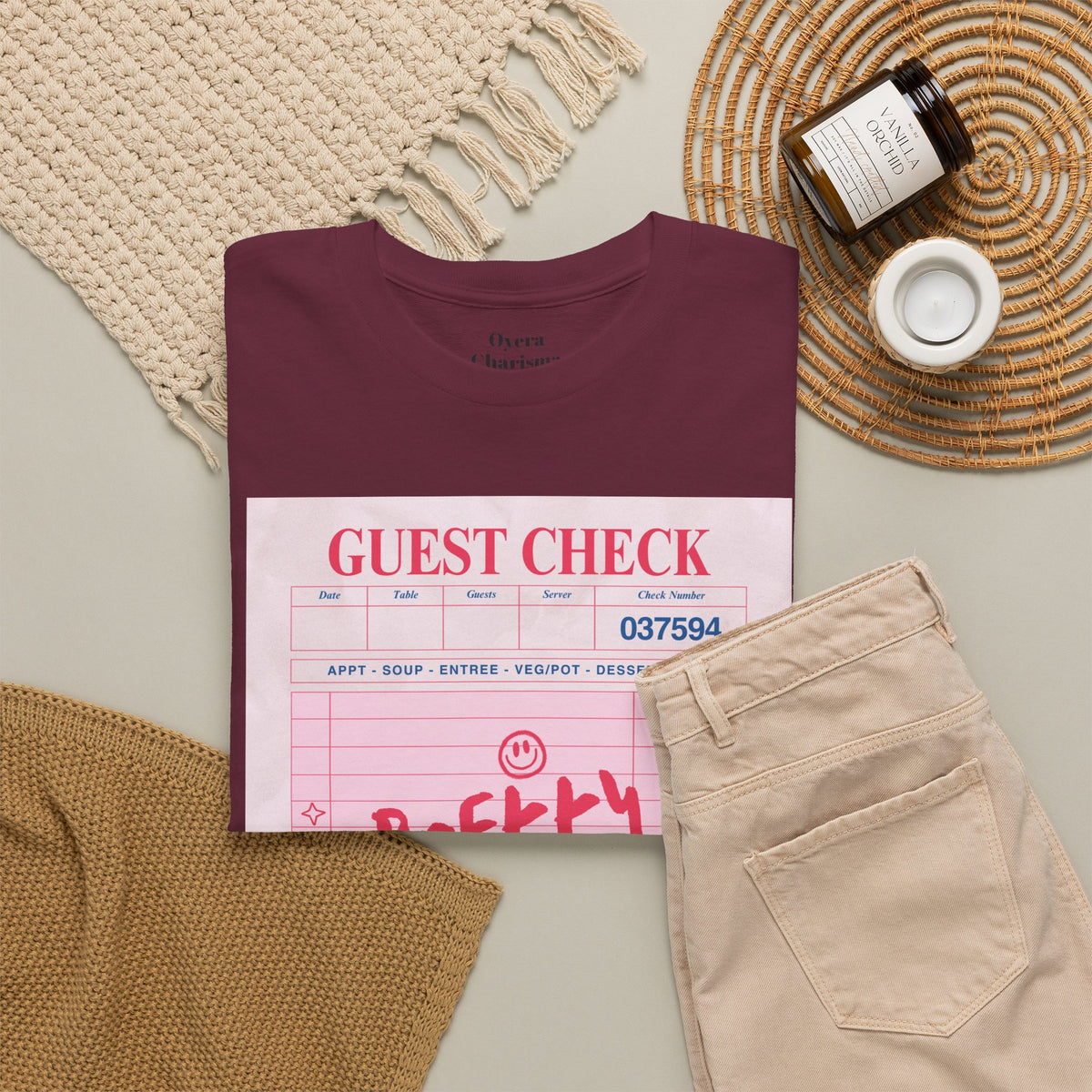 Pretty Curvy Girl Tee — Pink Guest Check Graphic Shirt