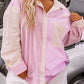 Pink Stripe Print Colorblock Shirt