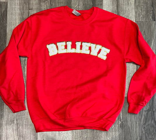 BELIEVE Chenille PATCHES Sweatshirt