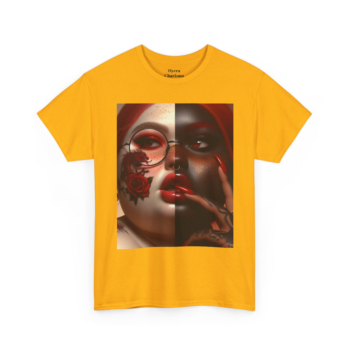 Graphic Tee — Dual-Faced Gothic Rose Portrait