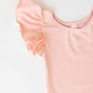 Peach S/S Flutter Sleeve Leotard