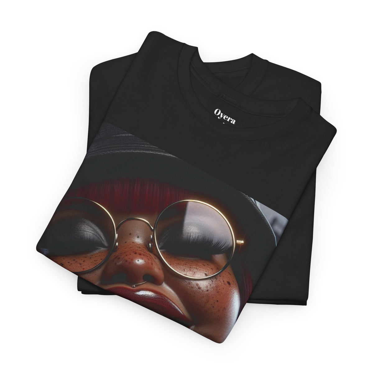 Smiling Afro Woman Graphic Tee — Bold Urban Portrait T-Shirt