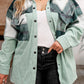 Plaid Snap Down Jacket with Pockets