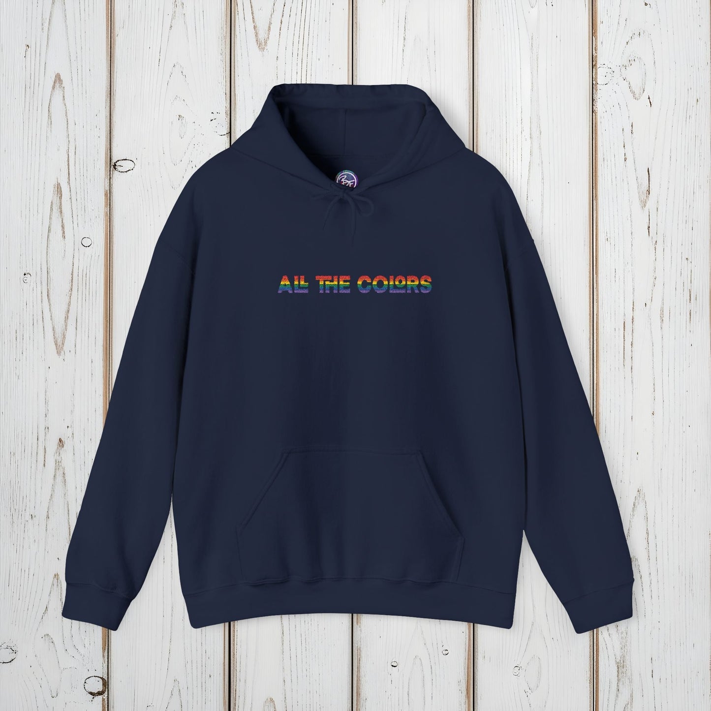 "All the Colors" Rainbow Embroidered Unisex Heavy Blend™ Hooded Sweatshirt