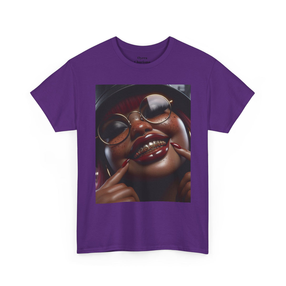 Smiling Afro Woman Graphic Tee — Bold Urban Portrait T-Shirt