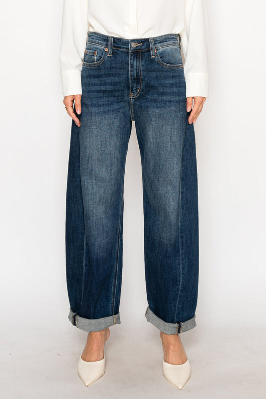 Catalina Relaxed Tapered Dark Wash Barrel Jeans
