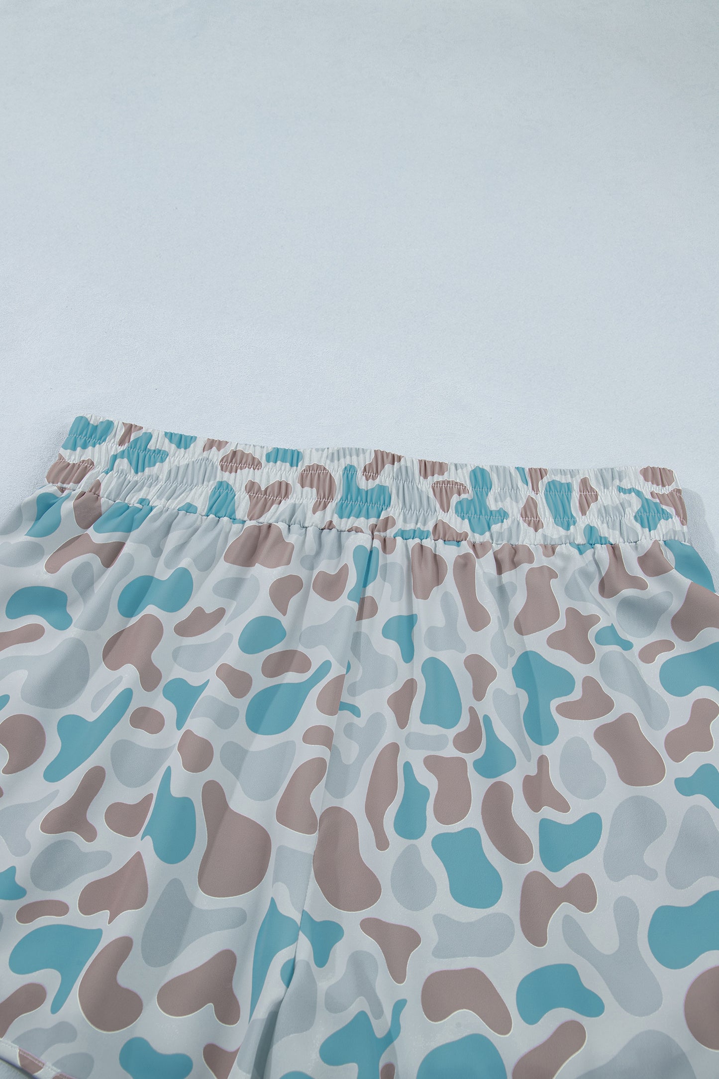 Multicolour Camouflage Elastic Waist Athleisure Shorts