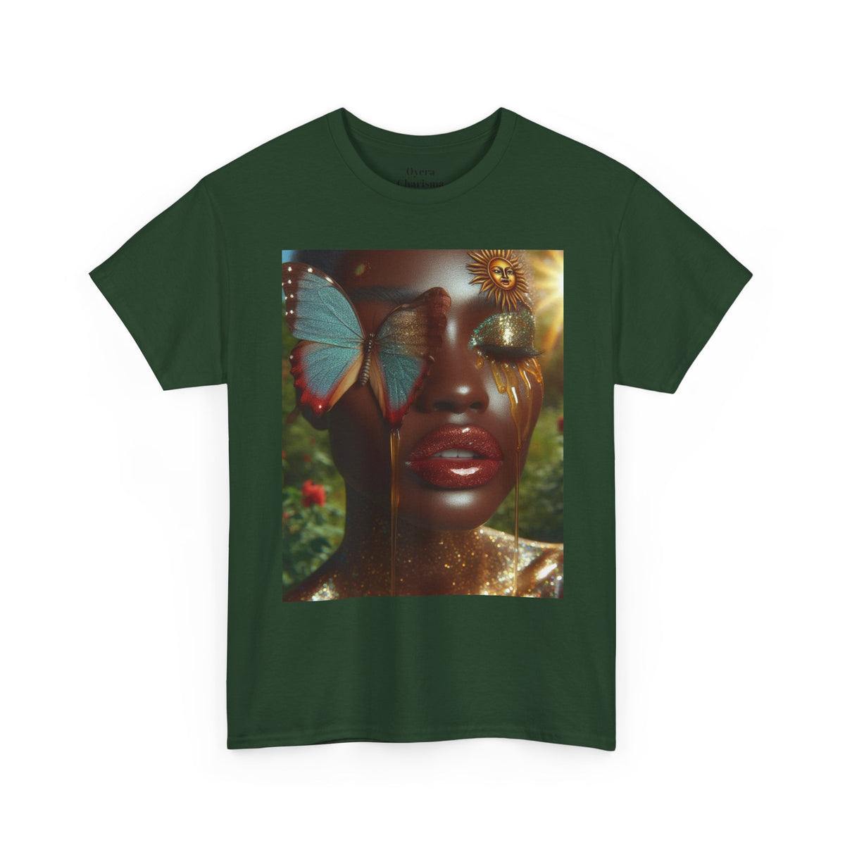 Butterfly Sunface T‑Shirt — Surreal Portrait Art Tee