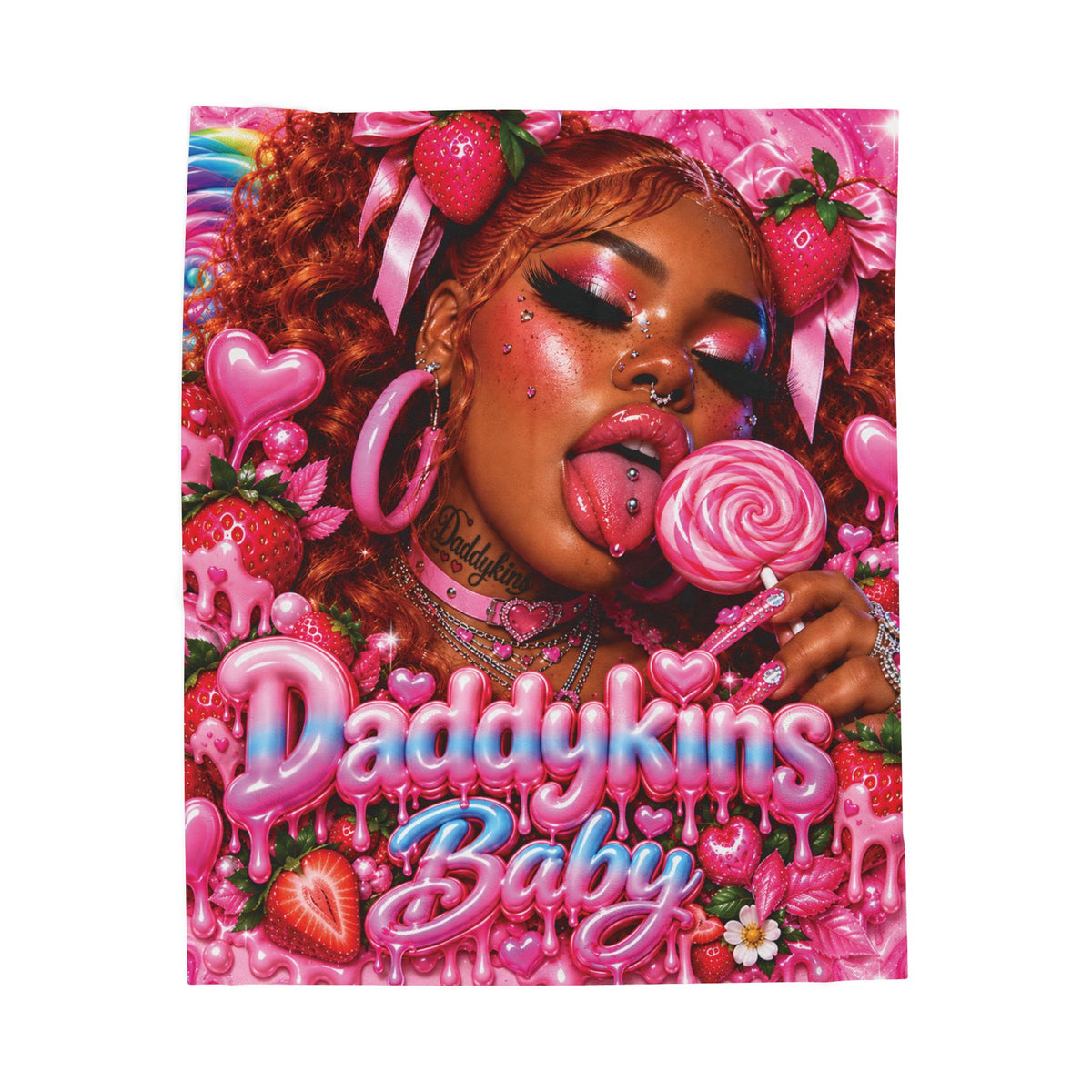 Daddykins Baby Girl Y2K Pink Candy Velveteen Plush Blanket