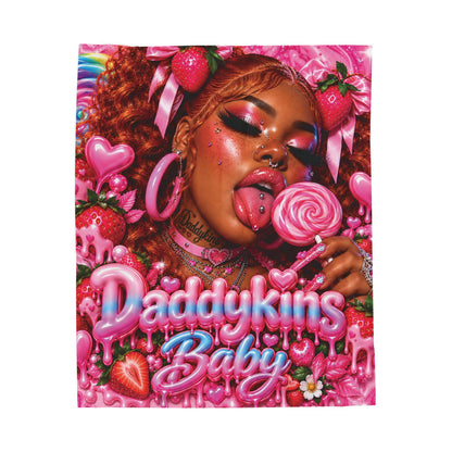Daddykins Baby Girl Y2K Pink Candy Velveteen Plush Blanket