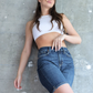 Celeste Dark Wash High Rise Bermuda Jeans