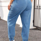 Dusk Blue Drawstring Waist Pocketed Denim Joggers