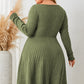 Honey Sweetheart Neck Long Sleeve Ribbed Dress