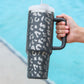 Gray Leopard Print 40OZ Stainless Steel Portable Cup with Handle