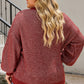 Waffle-Knit Round Neck Dropped Shoulder Sweater