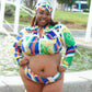 Three-Piece Swimsuit High Waist Print Split Long Sleeve
