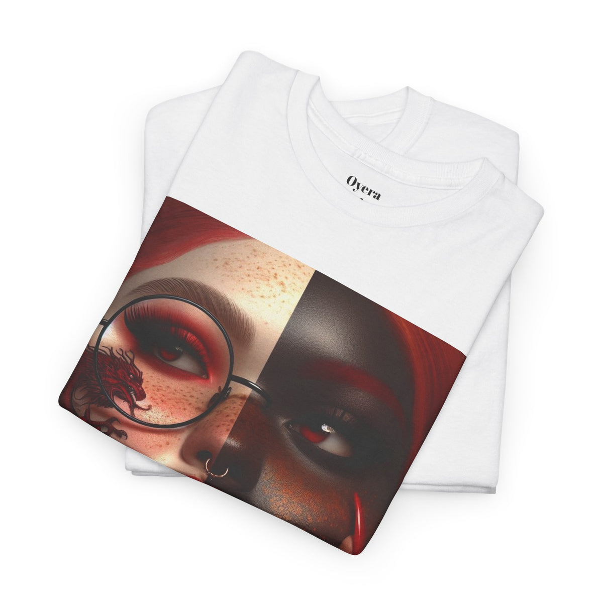 Graphic Tee — Dual-Faced Gothic Rose Portrait