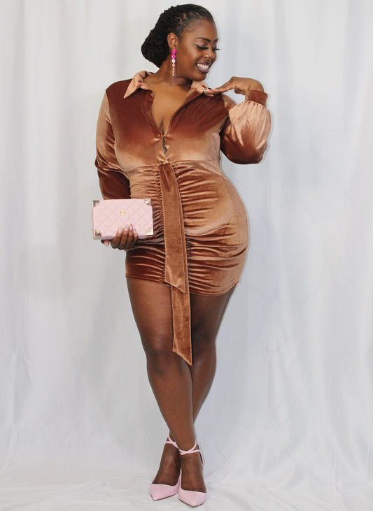 “Florrie” Rust Velvet Dress