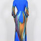 Multi Color Blue Swirl Print Dress
