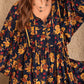 Floral Tie Neck Balloon Sleeve Romper