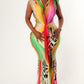 Multi Color Animal Print Long Mermaid Style Dress