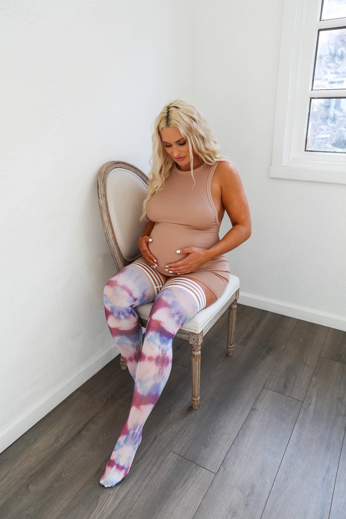 Madisen: Blue and Purple Tie Dye Thigh Highs