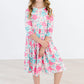 Petal Perfection 3/4 Sleeve Pocket Twirl Dress