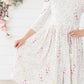 Whimsical Wildflowers 3/4 Sleeve Pocket Twirl Dress
