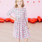 Disco Bows 3/4 Sleeve Pocket Twirl Dress