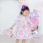 Watercolor Hearts 3/4 Sleeve Pocket Twirl Dress
